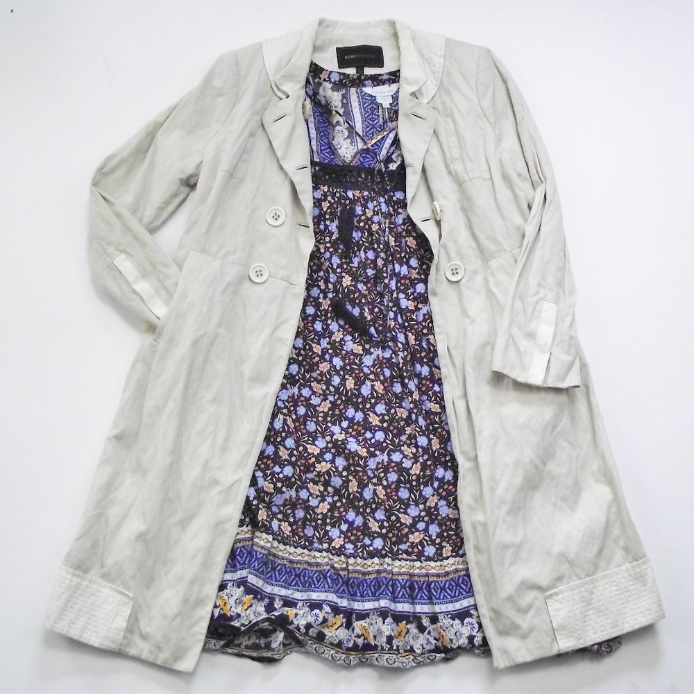BCBGMaxAzria off white button Trench Coat